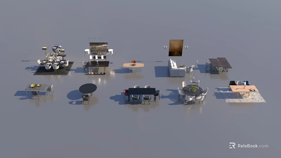 Various Modern Table and Chair Sets for Home Dining and Office Use 3d model