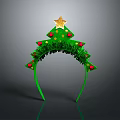 Festive Christmas Decorative Lights Headband with Green Tree Design Gold Star and Red Decorative Balls