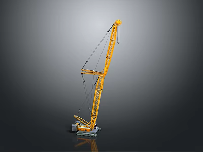 Yellow Industrial Crawler Crane With Long Boom And Track Chassis For Construction 3d model