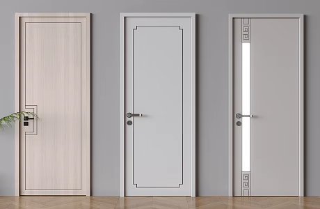 New Chinese Style Solid Wood Flat Door Bedroom Single Door 3d model