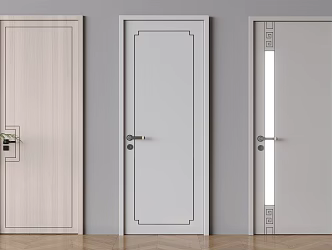 New Chinese Style Solid Wood Flat Door Bedroom Single Door 3d model