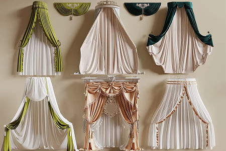 French bedding drapery bedside drapery bedside drapery 3d model