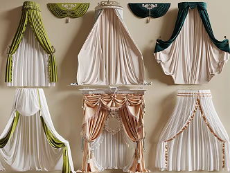 French bedding drapery bedside drapery bedside drapery 3d model