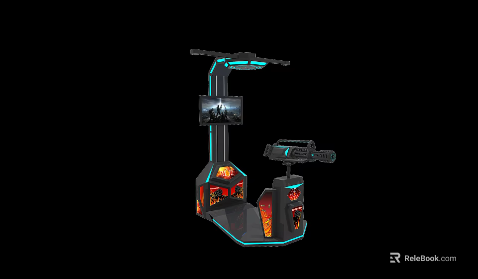 VR Gaming Machine With Screen Controller Seat And Colorful LED Lights 3d model