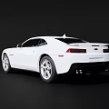 White Chevrolet Camaro Two Door Sports Car With Sleek Design On Black Background
