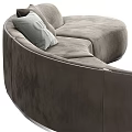 Modern Curved Taupe Sectional Sofa With Soft Cushions And Velvet Upholstery