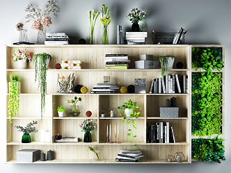 Modern Wall Cabinet Wall Decoration Decorative Rack Partition Rack Green Plant 3d model