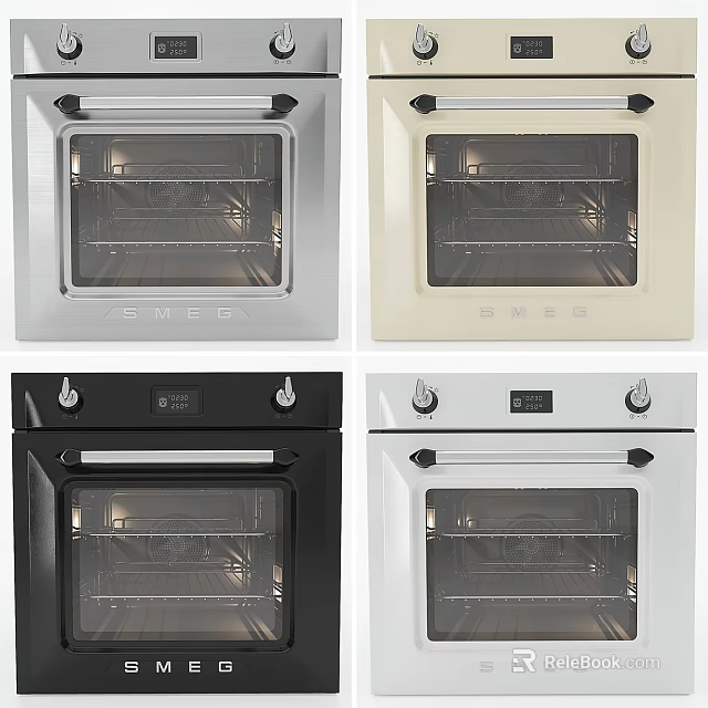 Modern SMEG Kitchen Ovens in Various Colors for Home Kitchen Design 3d model 