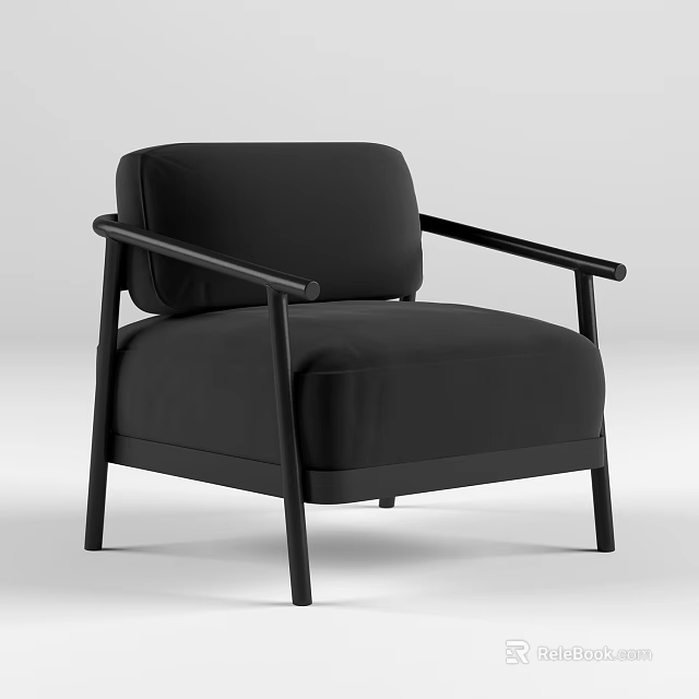 Black Accent Chair Featuring Modern Minimalist Design With Armrests And Comfortable Seat 3d model 