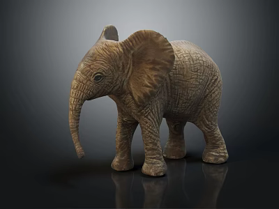 Decorative Lifelike Brown Elephant Figurine With Large Ears Textured Skin And Realistic Features 3d model