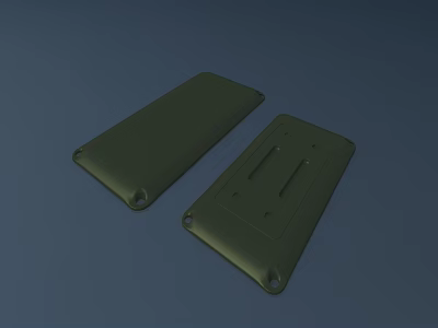 Two Green Rectangular Plastic Panels With Mounting Holes And Grooves 3d model
