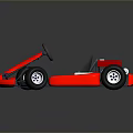 Red Go Kart Featuring Black Wheels Metal Frame And Racing Seat Design