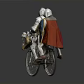 Medieval Knights Riding Dragon Shaped Bicycle With Blue Lion Emblem Shield