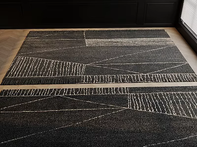 Square Rugs With Modern Geometric Line Patterns In Dark Colors 3d model