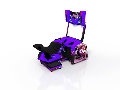 Purple Arcade Gaming Machine With Comfortable Seat Screen And Decorative Graphics 3d model