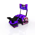 Purple Arcade Gaming Machine With Comfortable Seat Screen And Decorative Graphics