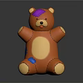 Vintage Brown Stuffed Teddy Bear Doll With Yellow Belly Purple Blue Patches And Stitched Details