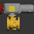 Yellow Valve Body with Gray Electric Actuator Flange Connection Mechanical Part