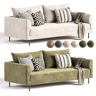 Modern Minimalist Upholstered Two Seater Sofa With Multiple Color Options And Stylish Decorative Cushions 3d model