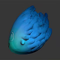 Blue Flame Shaped Glowing Game Movie Character With Big Eyes And Smiling Face