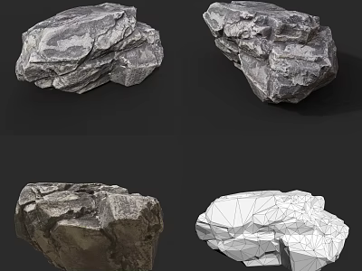 Natural Stone Textures And Varied Shapes With 3D Wireframe Model 3d model