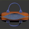 Stylish Orange Bag With Blue Handles Zippers And Modern Design