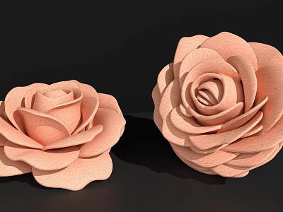 Pink Rose Shaped Decorative Ornament Set With Textured Petals For Home Decor 3d model