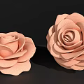 Pink Rose Shaped Decorative Ornament Set With Textured Petals For Home Decor