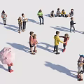 Diverse Group of People Standing Interacting and Carrying Items in Open Space