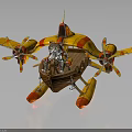 Water Vehicle With Yellow Red Design Wooden Hull Airplane Wings And Propellers
