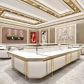Elegant Luxury Jewelry Store Interior With Glass Display Counters Marble Floor And Ceiling Lights