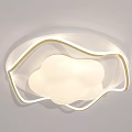 Modern Decorative Ceiling Light With White Textured Lampshade And Golden Edge Design