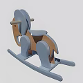 Wooden Elephant Rocking Doll With Light Blue Accents