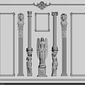 Classical Ornate Roman Columns With Carved Figurine Statues And Decorative Details