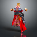 Traditional Red Robe With Blue Gold Decorations Black Belt And Tassels