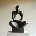 Abstract Seated Human Form Sculpture With Geometric Curves And Hollow Design