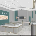 Luxury Jewelry Display Cases with Glass Tops White Gold Frames and Marble Wall