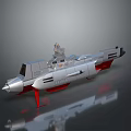 Weapon Military Ship Model With Silver Body Red Bottom Multiple Compartments And Top Structures