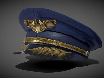 modern hat airline pilot cap low poly 3d model