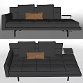 Modern chaise longue multi-person sofa double sofa business sofa pillow 3d model