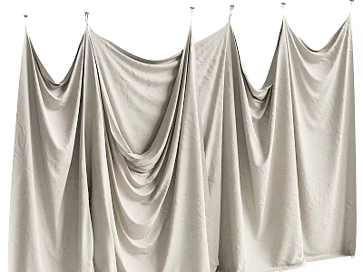 Stylish Gray Fabric Wall Decor With Draped Pleated Design For Home Interior 3d model