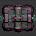 Vibrant Purple Green Treasure Chest With Decorative Lock And Hanging Gem