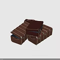 Three Vintage Brown Leather Suitcases Open One With Blue Fabric And Red Item Inside Storage