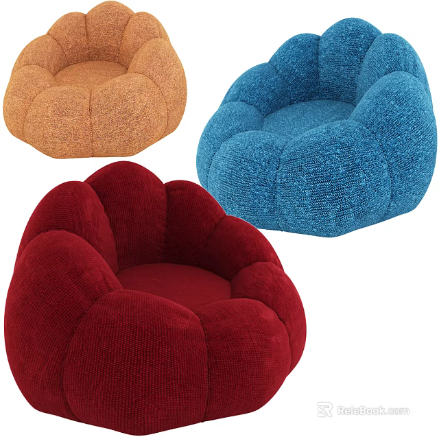 Colorful Soft Bean Bag Chair With Cozy Design And Multiple Color Options 3d model 