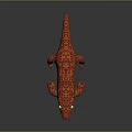 Vibrant Red And Orange Lizard With Cracked Pattern And Green Eyes On Dark Background