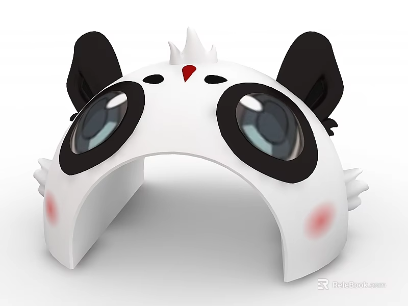 Panda Themed Swing Door Design With White Body Black Ears And Red Nose Details 3d model 