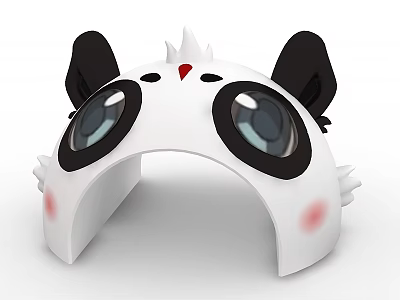 Panda Themed Swing Door Design With White Body Black Ears And Red Nose Details 3d model