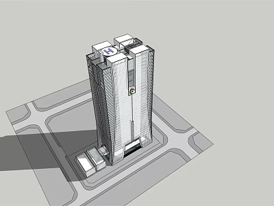 Modern High Rise Office Building With Glass Facade Ground Floor Entrance And Urban Road Layout 3d model