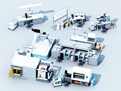 Advanced Medical Laboratory Equipment With Diagnostic Workstations Analytical Devices And Testing Tools 3d model