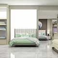 Modern Wedding Bedroom Furniture Specialty Store With Red Theme Display Cabinets And Beds